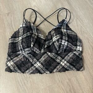 PINK plaid bralette - NWOT